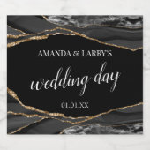 Zwart en Goud Agaat Marmer Mousserende Wijn Label Sparkling Wijnetiket (Enkel label)