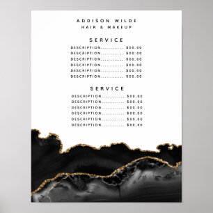 Zwart en goud agaat marmeren serviceprijs poster