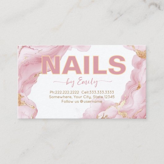 Zwart en goud Agaat nagelsalon Manicurist Afsprakenkaartje (Voorkant)