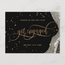 Zwart en Goud Agaat, Verliefd, Verloving Aankondigingskaart
