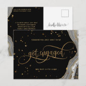 Zwart en Goud Agaat, Verloving, Verlovingsring Aankondigingskaart (Voorkant / Achterkant)