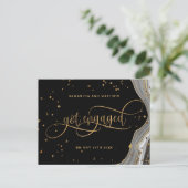 Zwart en Goud Agaat, Verloving, Verlovingsring Aankondigingskaart (Staand voorkant)