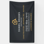 Zwart en Goud Algemene Aannemer Bedrijf Spandoek (Verticaal)