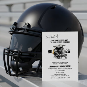 Zwart en Goud American Football Afstudeerfeest Kaart