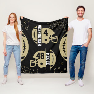Zwart en Goud American Football Wedstrijd Dag Fleece Deken