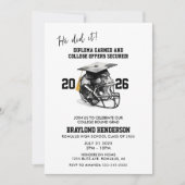 Zwart en Goud Amerikaanse Football Graduation Part Kaart (Voorkant)