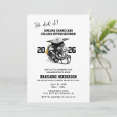 Zwart en Goud Amerikaanse Football Graduation Part Kaart (Staand voorkant)