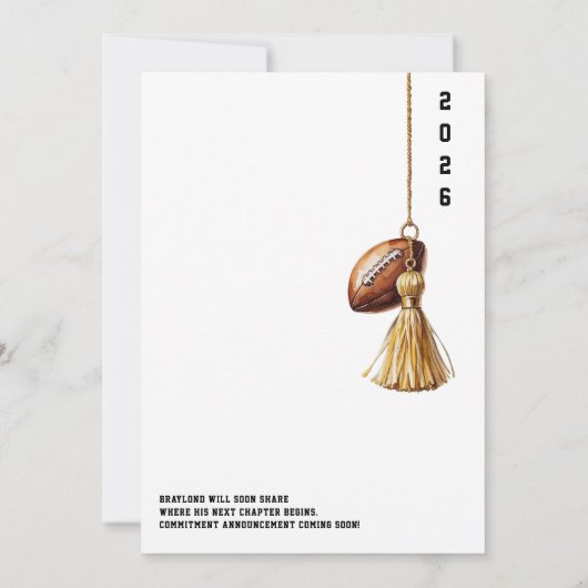 Zwart en Goud Amerikaanse Football Graduation Part Kaart (Achterkant)