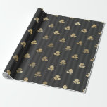Zwart en goud antieke Parijse bloemen Cadeaupapier<br><div class="desc">Grijs,  zwart en goud Parijs antiek bloemmotief verpakkings papier.</div>