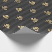 Zwart en goud antieke Parijse bloemen Cadeaupapier (Hoek)