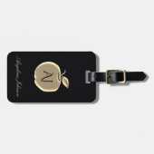 Zwart en Goud Apple Glam Monogram Retouradres Bagagelabel (Voorkant horizontaal)