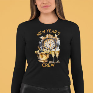 Zwart en Goud Aquarel Nieuwjaars Crew T-shirt