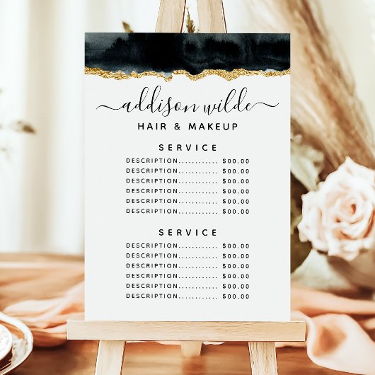 Zwart En Goud Aquarel Service Prijsmenu Menu