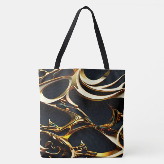 Zwart en Goud Arabesque Canvas tas (Voorkant)