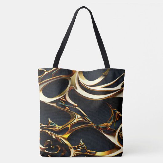 Zwart en Goud Arabesque Canvas tas (Achterkant)