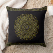 Zwart en Goud Arabesque Gooi Kussen (Twee Maten) (Deken)
