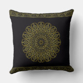 Zwart en Goud Arabesque Gooi Kussen (Twee Maten) (Achterkant)