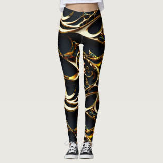 Zwart en Goud Arabesque Leggings