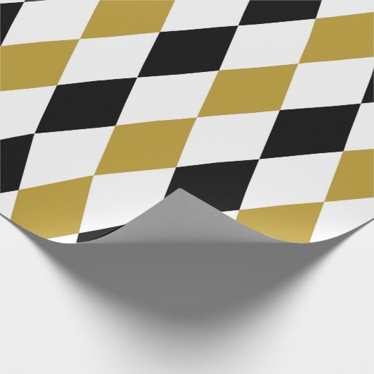 Zwart en goud Argyle Cadeaupapier (Hoek)