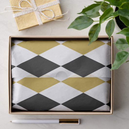 Zwart en goud Argyle Tissuepapier (Geschenk)