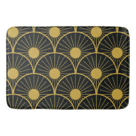 Zwart en Goud Art deco Abstract zonnetjespatroon Badmat