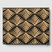 Zwart en goud Art Deco bloem Gatsby bruiloft Gastenboek (Achterkant)