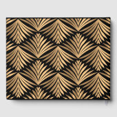 Zwart en goud Art Deco bloem Gatsby-huwelijk Gastenboek (Achterkant)