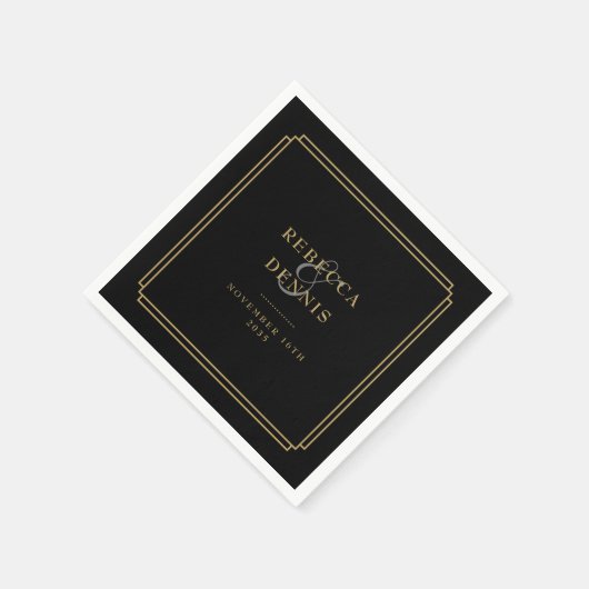 Zwart en goud Art Deco bruiloft Servet (Hoek)