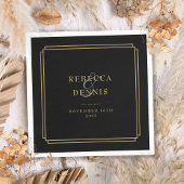 Zwart en goud Art Deco bruiloft Servet