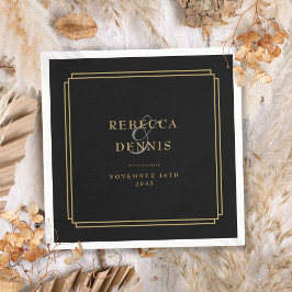 Zwart en goud Art Deco bruiloft Servet
