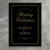 Zwart en Goud Art Deco Bruiloft Welkomstbord Poster