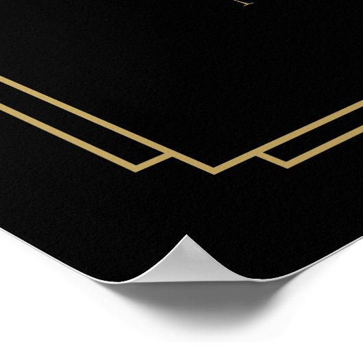 Zwart en Goud Art Deco Bruiloft Welkomstbord Poster (Hoek)