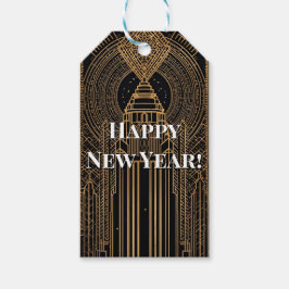 Zwart en goud Art Deco Cadeaulabel