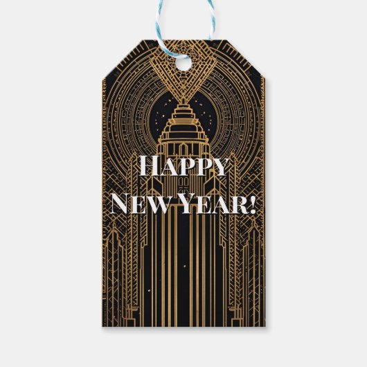Zwart en goud Art Deco Cadeaulabel (Voorkant)