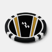 Zwart en goud Art Deco Design Monogrammed Poker Chips (Enkel)