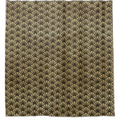 Zwart en Goud Art Deco Fan Papyrus Patroon Douchegordijn (Voorkant)
