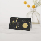 Zwart en Goud Art Deco Gatsby 1920s Bruiloft Plaatskaartje (Voorkant)