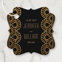 Zwart en Goud Art Deco Gatsby Stijl Bruiloft Bedankjes Labels