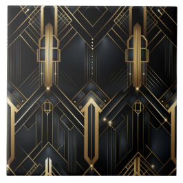 Zwart en Goud Art Deco, Geometrisch plezier Tegeltje