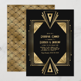Zwart en goud Art Deco gouden repetitiediner Kaart