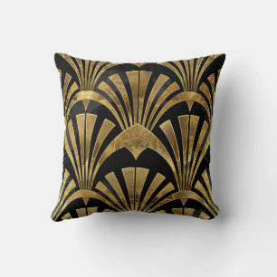 Zwart en goud art deco luxe patroon kussen
