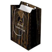 Zwart en goud Art Deco Medium Cadeauzakje (Voorkant Gekanteld)