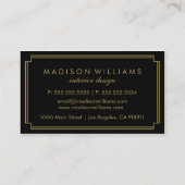 Zwart en goud Art Deco Monogram Visitekaartje (Achterkant)