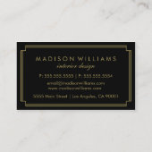 Zwart en goud Art Deco Monogram Visitekaartje (Achterkant)