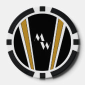 Zwart en goud art deco ontwerp met monogram poker chips (Voorkant)