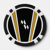 Zwart en goud art deco ontwerp met monogram poker chips (Achterkant)