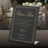 Zwart en goud Art Deco Open Bar Reclamebord Met Voetstuk