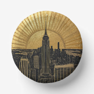 Zwart en goud Art Deco papieren borden Kommen