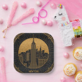 Zwart en Goud Art Deco Papieren Bordje (Feest)