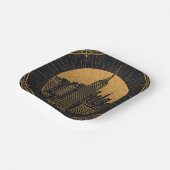 Zwart en Goud Art Deco Papieren Bordje (Gebogen)